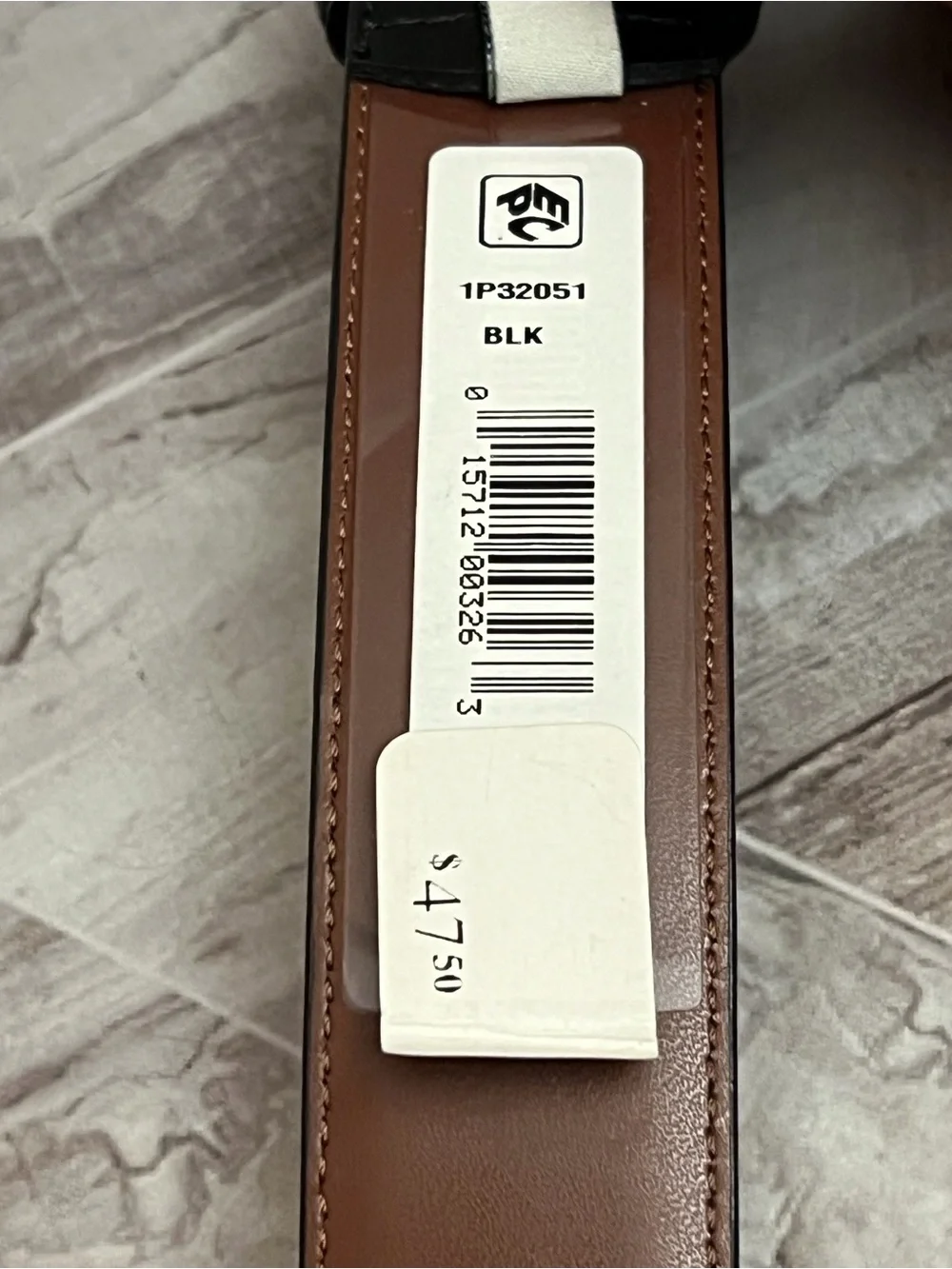Perry Ellis Portfolio Black Genuine Leather Belt Size 30/75 NWT
